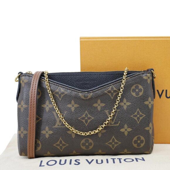 Louis Vuitton  Pallas Monogram Canvas Clutch Crossbody Bag Black - Picture 3 of 13